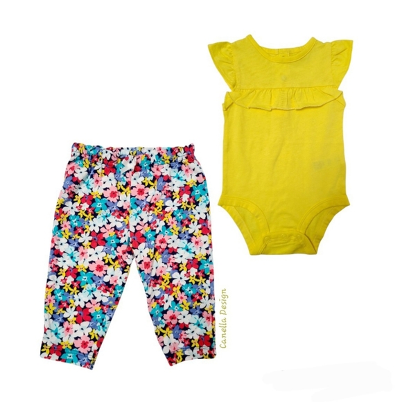 Carter's eyelet ruffle Bodysuit and floral pants set - Picture 1 of 4